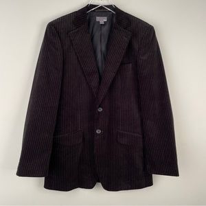 H&M Mens Black Velvet Pinstripe Blazer Single Breasted Two Button Size 38R